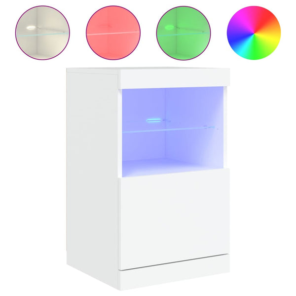 Valkoinen senkki led-valoilla Corteza 41x37x67cm