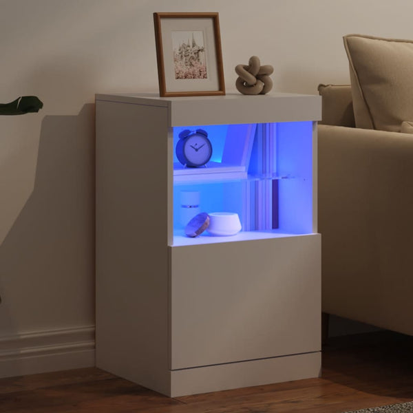 Valkoinen senkki led-valoilla Corteza 41x37x67cm