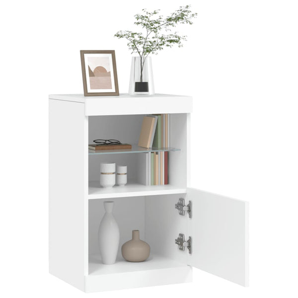 Valkoinen senkki led-valoilla Corteza 41x37x67cm