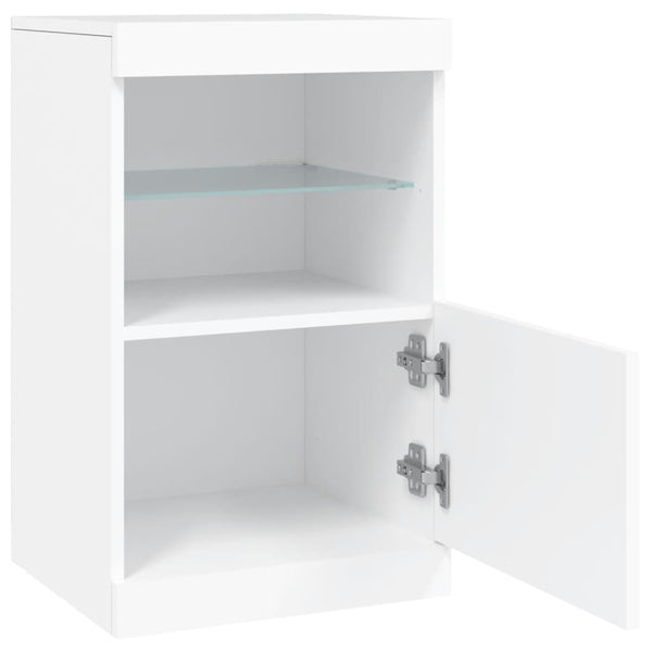 Valkoinen senkki led-valoilla Corteza 41x37x67cm