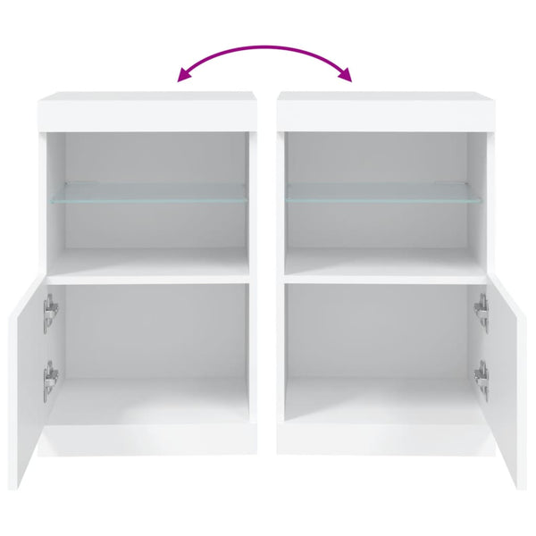 Valkoinen senkki led-valoilla Corteza 41x37x67cm