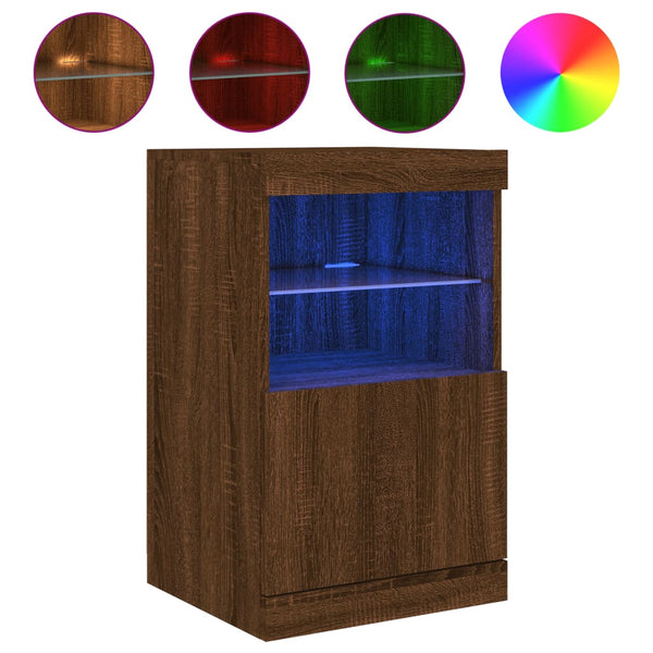 Braunes Eichen Sideboard mit LED-Beleuchtung Corteza 41x37x67cm