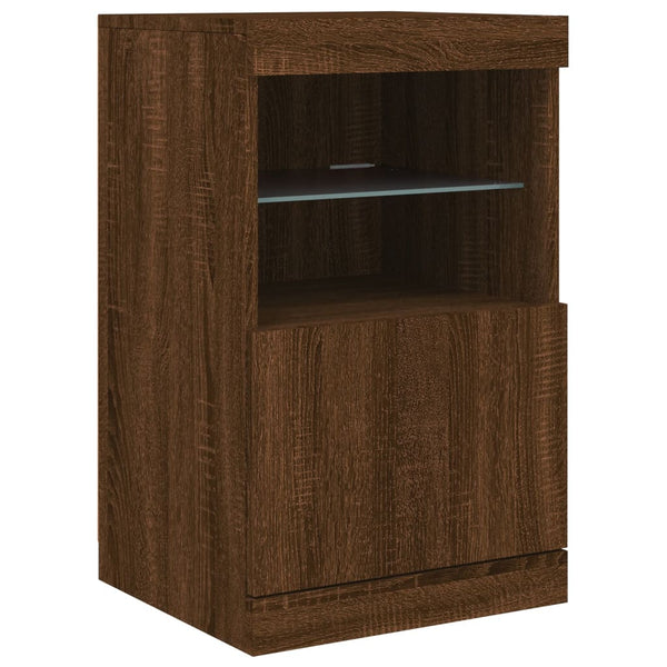 Braunes Eichen Sideboard mit LED-Beleuchtung Corteza 41x37x67cm