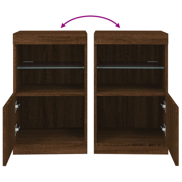 Braunes Eichen Sideboard mit LED-Beleuchtung Corteza 41x37x67cm