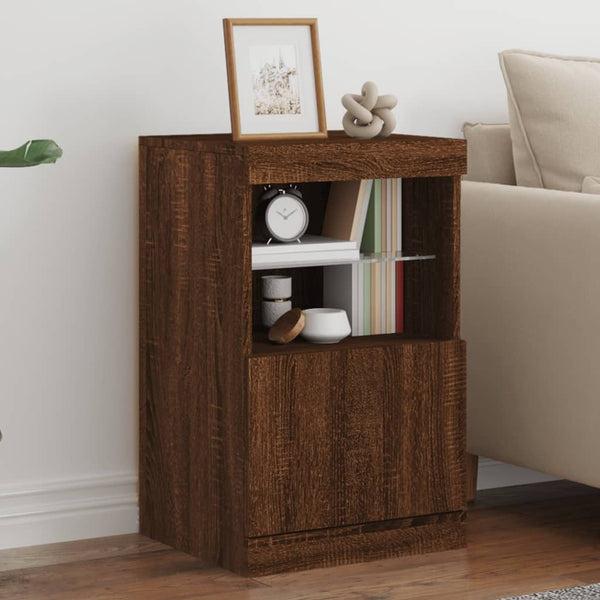 Braunes Eichen Sideboard mit LED-Beleuchtung Corteza 41x37x67cm