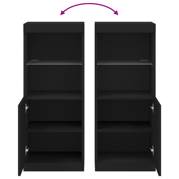 Schwarze Kommode mit LED-Beleuchtung Anaftasie 41x37x100cm