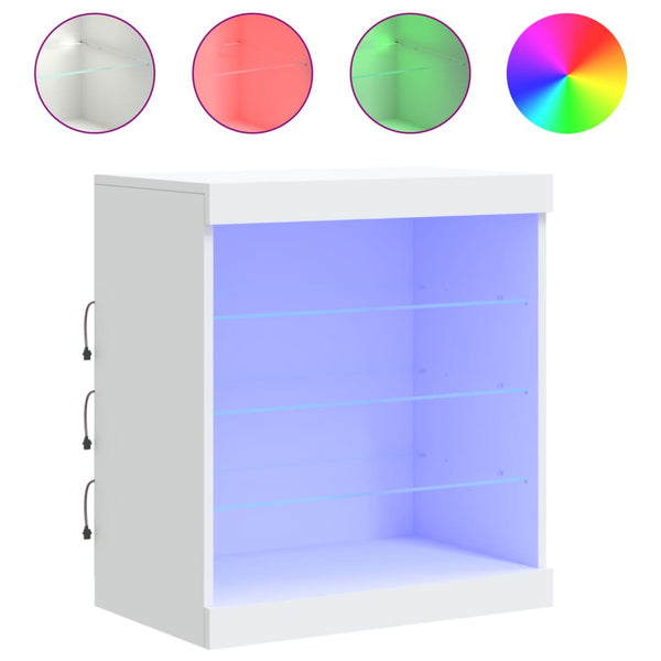 Valkoinen senkki led-valoilla Beckett 60,5x37x67cm