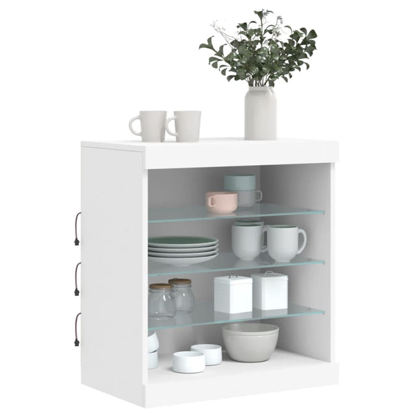 Valkoinen senkki led-valoilla Beckett 60,5x37x67cm