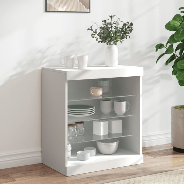 Valkoinen senkki led-valoilla Beckett 60,5x37x67cm