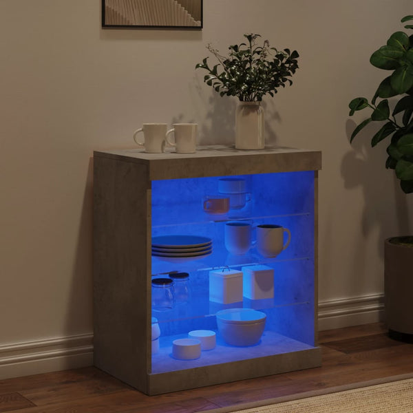 Betoninharmaa senkki led-valoilla Beckett 60,5x37x67cm
