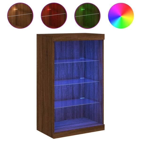 Brauner Eichenschrank mit LED-Beleuchtung Ghiulaidin 60,5x37x100cm