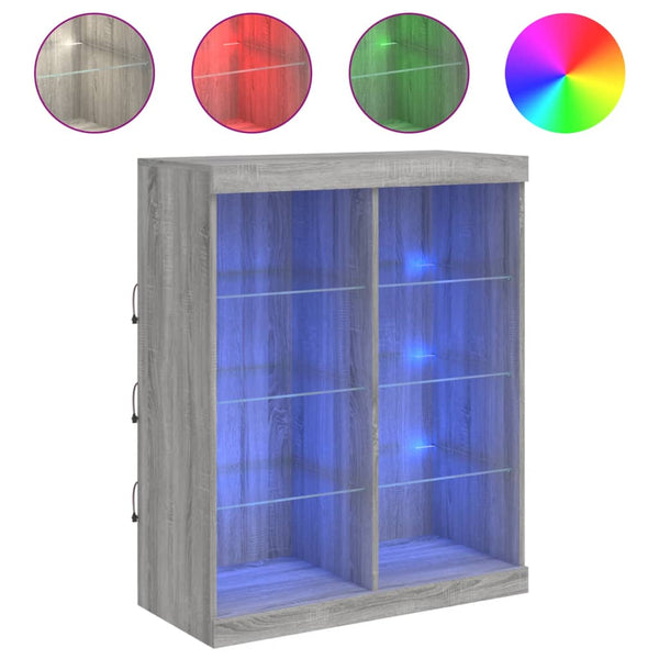 Kommode Sonoma Grau mit LED-Leuchten 81x37x100 cm