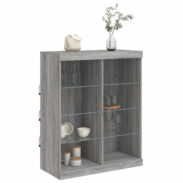 Kommode Sonoma Grau mit LED-Leuchten 81x37x100 cm