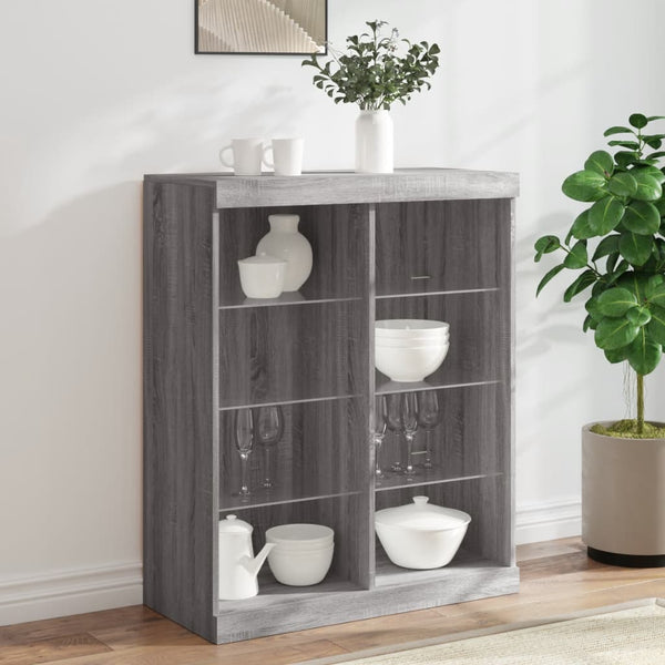 Kommode Sonoma Grau mit LED-Leuchten 81x37x100 cm