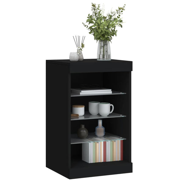 Schwarze Kommode mit LED-Beleuchtung Caliopiea 41x37x67cm