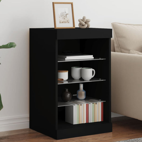 Schwarze Kommode mit LED-Beleuchtung Caliopiea 41x37x67cm