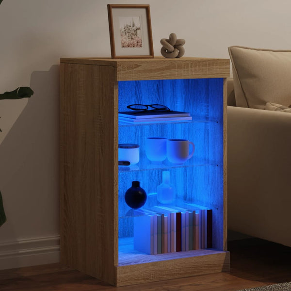 Sonoma-Eiche Sideboard mit LED-Beleuchtung Caliopiea 41x37x67cm