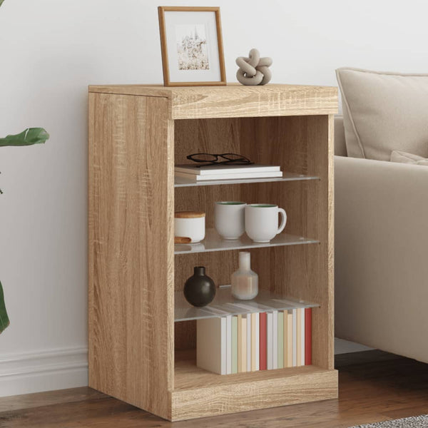 Sonoma-Eiche Sideboard mit LED-Beleuchtung Caliopiea 41x37x67cm