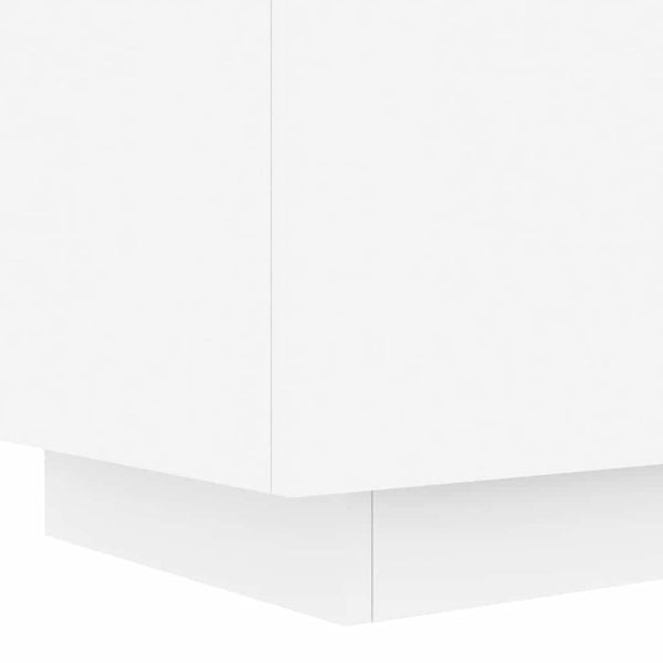 Valkoinen yöpöytä led-valoilla Suina (2 kpl puinen)