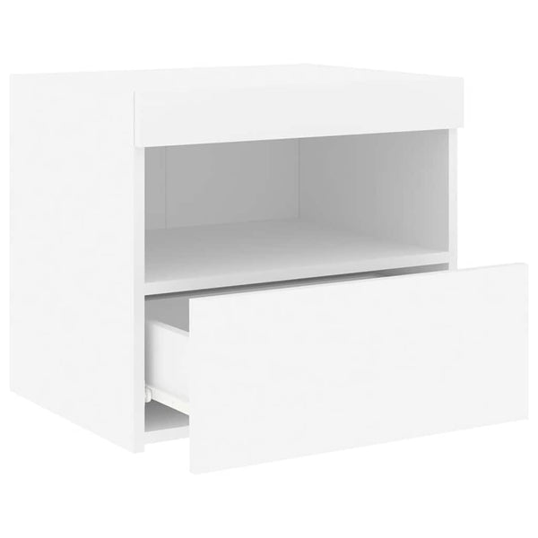 Weißer Nachttisch mit LED-Beleuchtung Latoria 50x40x45cm