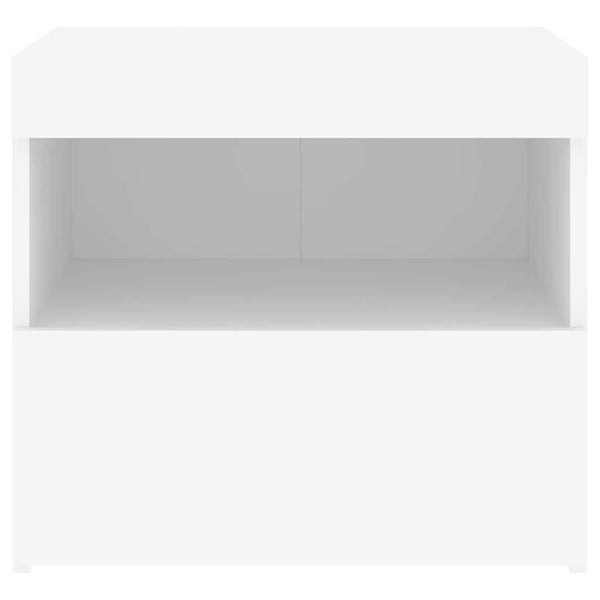 Weißer Nachttisch mit LED-Beleuchtung Latoria 50x40x45cm