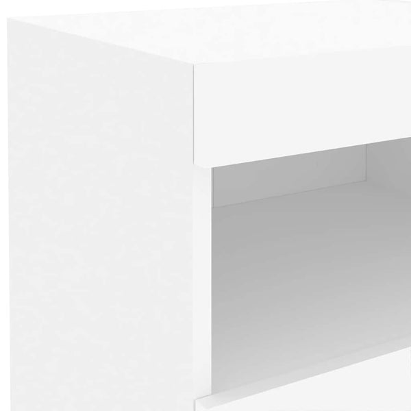 Weißer Nachttisch mit LED-Beleuchtung Latoria 50x40x45cm