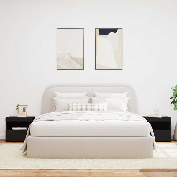 Nachttische schwarz mit LED-Beleuchtung Latoria 50x40x45cm (2 Stk.)