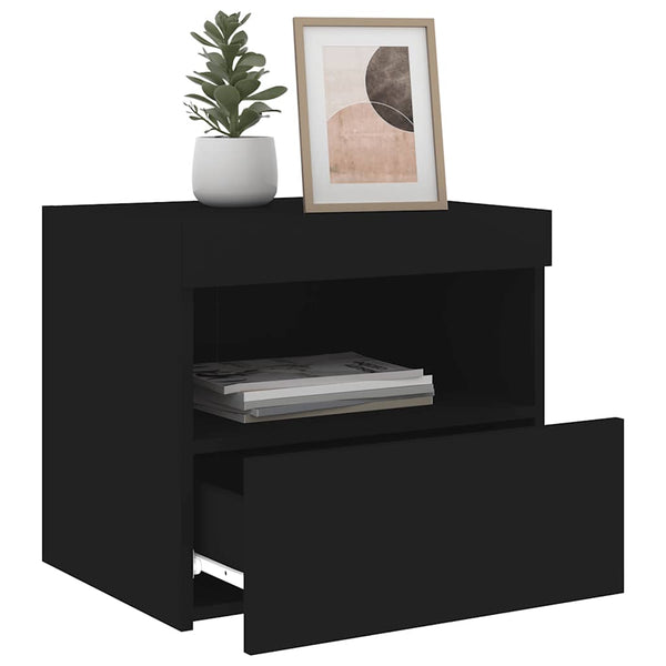 Nachttische schwarz mit LED-Beleuchtung Latoria 50x40x45cm (2 Stk.)