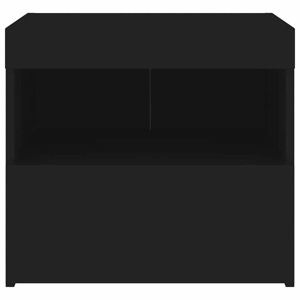 Nachttische schwarz mit LED-Beleuchtung Latoria 50x40x45cm (2 Stk.)