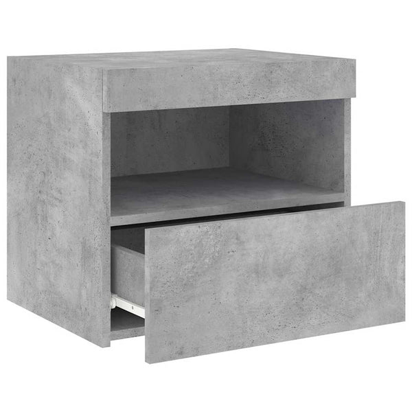 Nachttisch Latoria aus betongrauem Holz mit LED-Beleuchtung 50x40x45cm