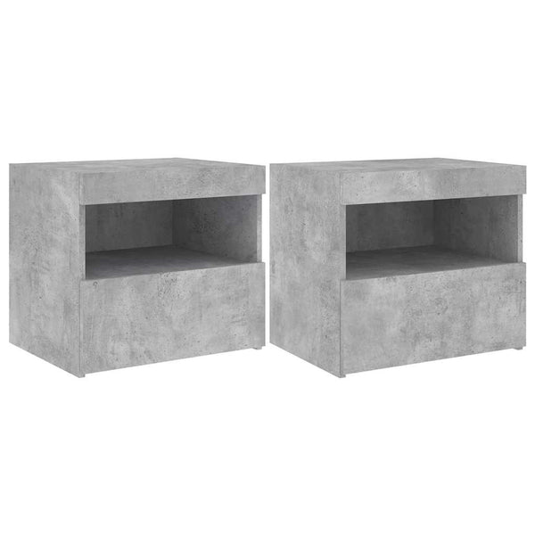 Nachtschränke Latoria LED-Beleuchtung betongrau 50x40x45cm (2 St.)