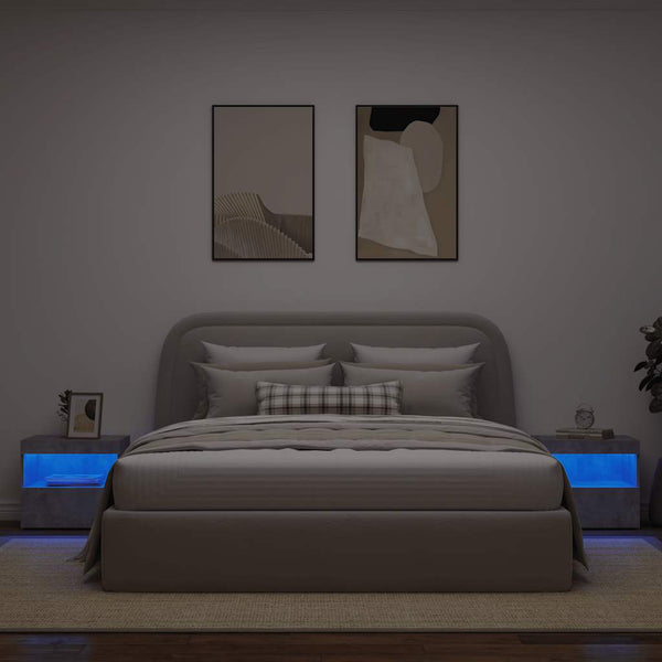 Nachtschränke Latoria LED-Beleuchtung betongrau 50x40x45cm (2 St.)