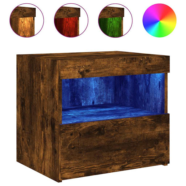 Nachttische Latoria aus Rauch-Eiche mit LED-Beleuchtung 50x40x45cm (2 Stk.)