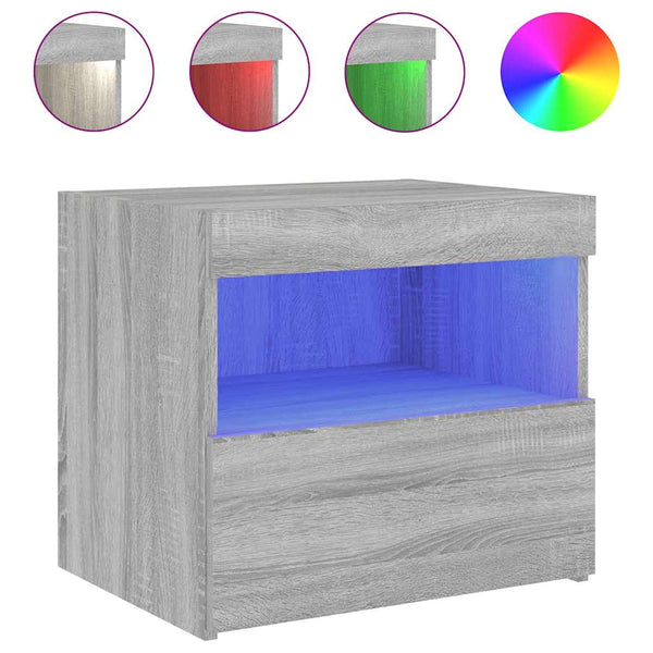 Nachttisch Latoria 50x40x45cm mit LED-Beleuchtung (Sonoma Eiche)
