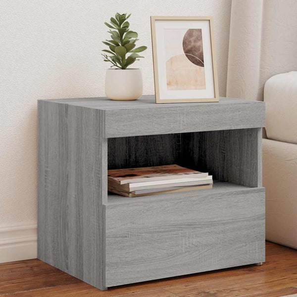 Nachttisch Latoria 50x40x45cm mit LED-Beleuchtung (Sonoma Eiche)