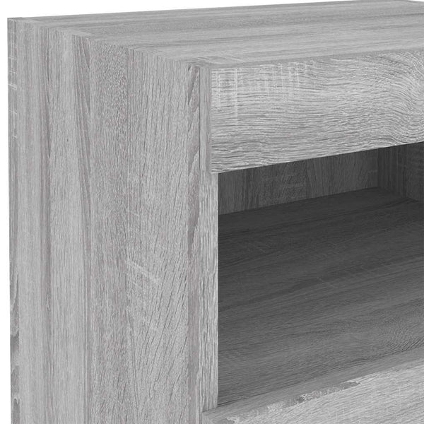 Nachttische in Grau mit LED-Beleuchtung Latoria 50x40x45cm (2 Stk. Sonoma)