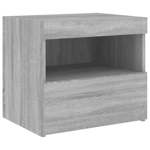 Nachttische in Grau mit LED-Beleuchtung Latoria 50x40x45cm (2 Stk. Sonoma)
