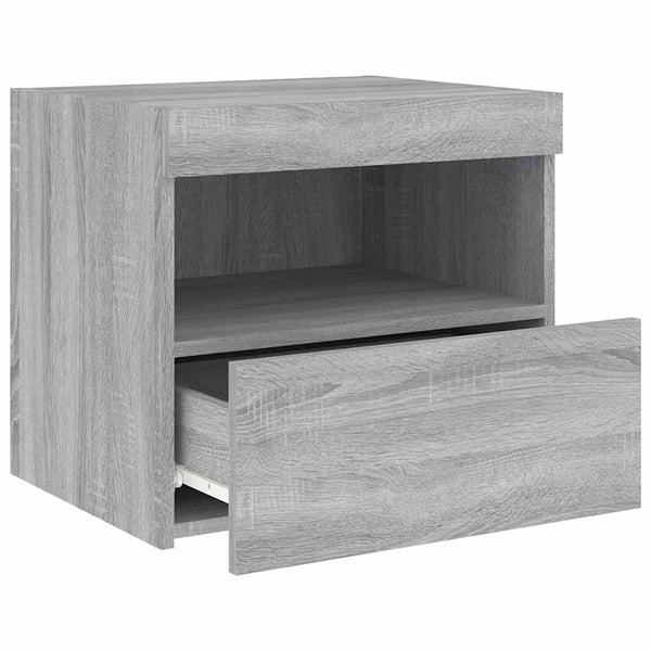 Nachttische in Grau mit LED-Beleuchtung Latoria 50x40x45cm (2 Stk. Sonoma)