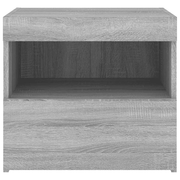 Nachttische in Grau mit LED-Beleuchtung Latoria 50x40x45cm (2 Stk. Sonoma)