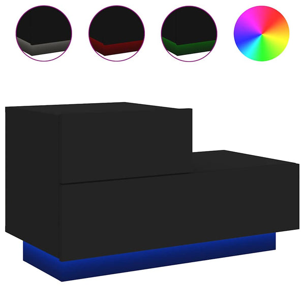 Schwarzer Nachttisch mit LED-Beleuchtung Salena 70x36x40,5cm