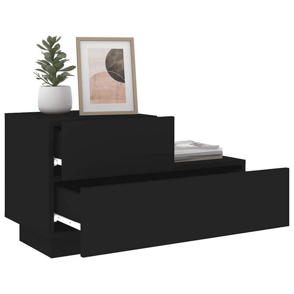 Schwarzer Nachttisch mit LED-Beleuchtung Salena 70x36x40,5cm