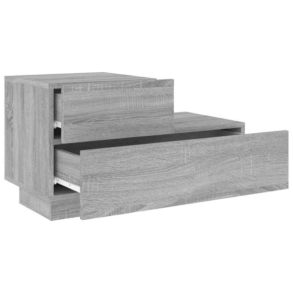 Grauer Nachttisch mit LED-Beleuchtung Salena 70x36x40,5cm