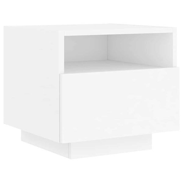 Valkoinen yöpöytä led-valoilla Scumpita 40x39x37cm