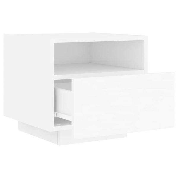 Valkoinen yöpöytä led-valoilla Scumpita 40x39x37cm