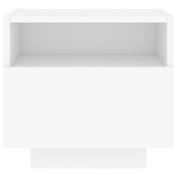 Valkoinen yöpöytä led-valoilla Scumpita 40x39x37cm