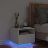 Valkoinen yöpöytä led-valoilla Scumpita 40x39x37cm