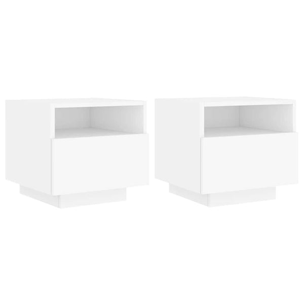 Weißer Nachttisch mit LED-Beleuchtung Scumpita 40x39x37cm (2 St.)