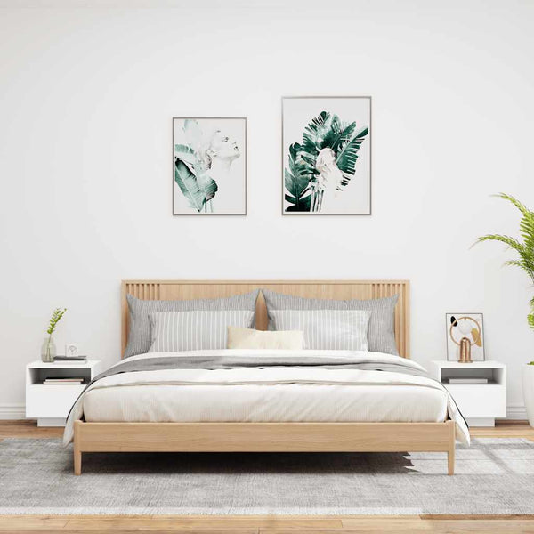 Weißer Nachttisch mit LED-Beleuchtung Scumpita 40x39x37cm (2 St.)