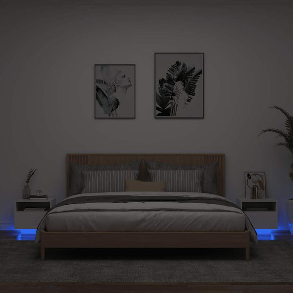 Weißer Nachttisch mit LED-Beleuchtung Scumpita 40x39x37cm (2 St.)