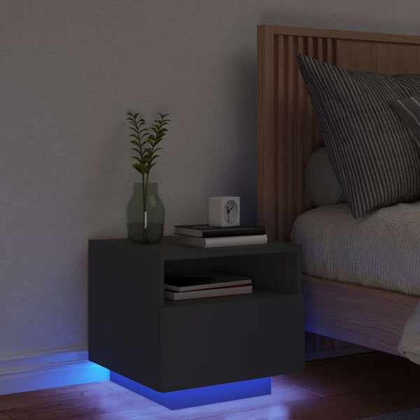 Nachtschrank Scumpita mit LED-Beleuchtung 40x39x37cm, schwarz